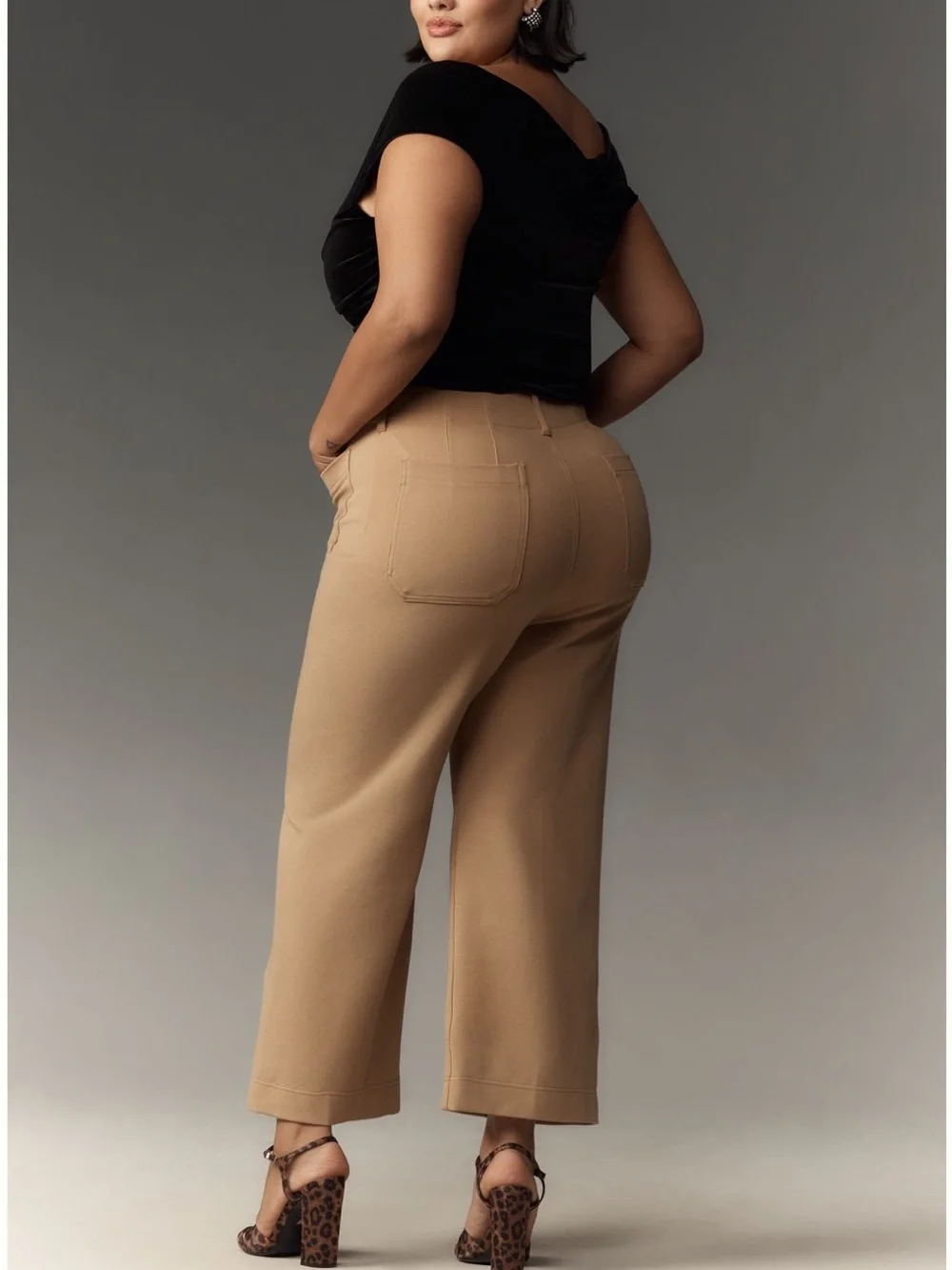 Maeve for Anthropologie Colette Knit High-Rise Wide-Leg Cropped Pant PLUS SIZE - Picture 3 of 11